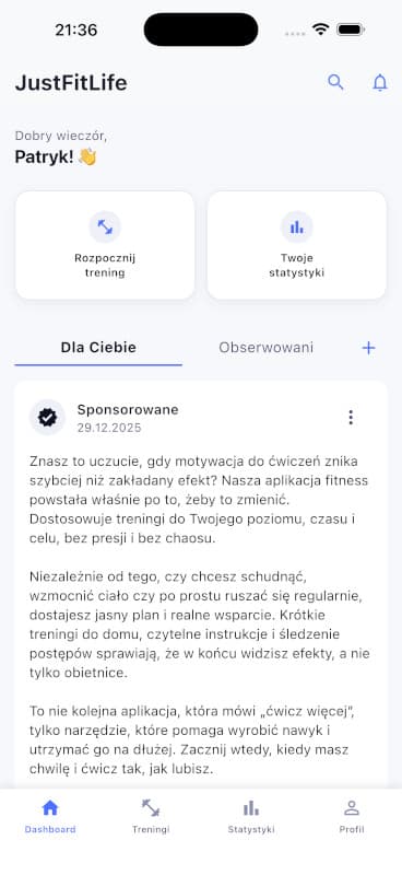 JustFitLife App Screenshot